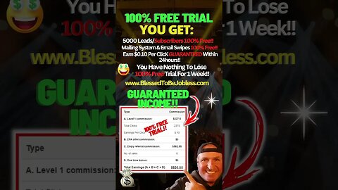 GUARANTEED Income!! - 100% FREE Trial ( Make Money Online For Beginners) #shorts