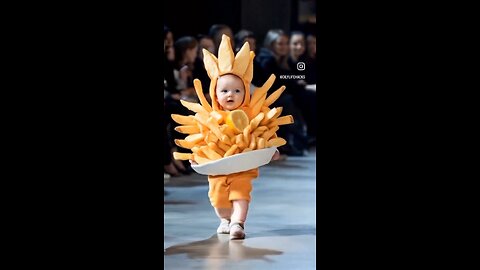 "Hilarious AI Kids Ramp Walk in Food-Themed Outfits – Too Cute to Miss!"