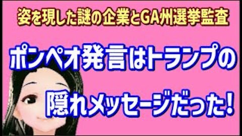 【ポンペオ発言はトランプのシナリオ！】+政権中枢を担う謎の企業が姿を現す+GA州選挙監査状況は？