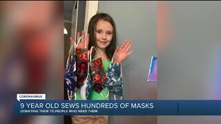 Metro Detroit 9-year-old sews hundreds of masks to donate