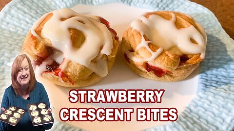 STRAWBERRY CRESCENT BITES with Cream Cheese Drizzle