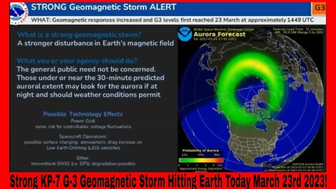 Strong KP-7 G-3 Geomagnetic Storm Hitting Earth Today March 23rd 2023!