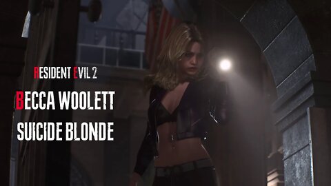 Resident Evil 2 Remake Becca Woolett Suicide Blonde Classic Purple Leather outfit mod [2K]