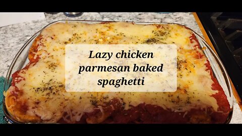 Lazy chicken parmesan baked spaghetti #chickenrecipe #spaghetti