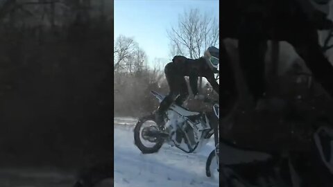 Paddle Tire Electric Dirt Bike Rips SNOW!! #fails