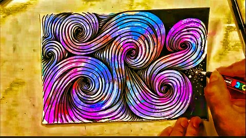 rainbow colored art work with colouring pen