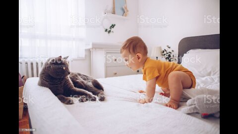 Baby with her cute pet