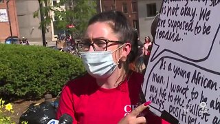 Several thousand protesters gather on Fountain Square Sunday