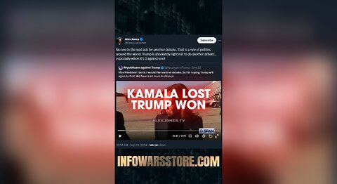 Kamala Begging Trump For Another Debate - Alex Jones on X