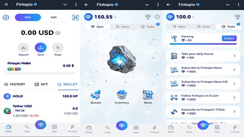 Fintopio | Farm And Tap2Earn $HOLD Tokens ,Use In-built DeFi Wallet | New Telegram Crypto Mining Bot