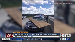 Plywood slices windshield in Florida