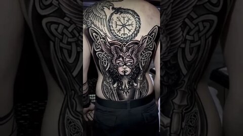 Viking Nordic Theme Full Back Tattoo #shorts #tattoos #inked #youtubeshorts