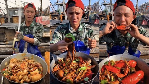 Fisherman Dagang eats spicy octopus, breaded crab, mussels, lobster, king razor clams, and scallops