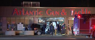 Vehicle smashed into the front of Bedford Heights gun store