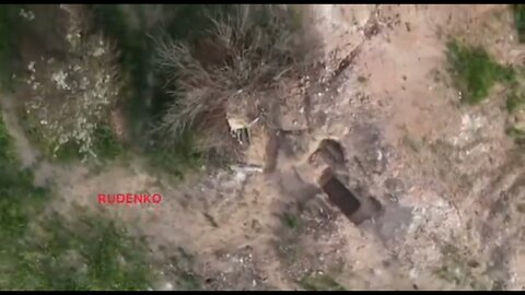 Russian-allied forces drone drops a grenade on a Ukrainian military position