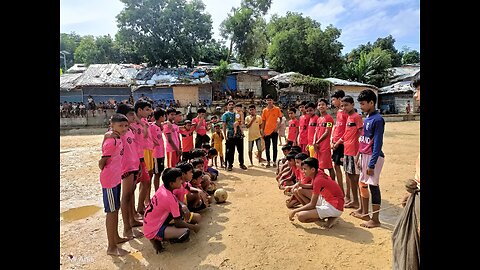 Rohingya Refugees Children having fun by playing football ⚽