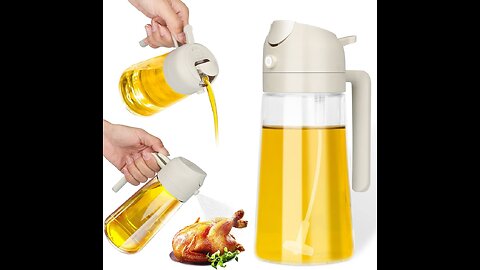 MOCOBO Oil Spray Bottle, 2-in-1 Oil Dispenser and Vinegar Sprayer, 15.2oz/450ml