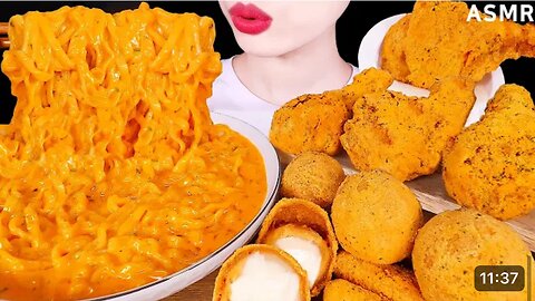 CHEESY ASMR MUKHBANG ⭐️CHEESY CARBO FIRE NOODLES, CHICKEN, CHEESE BALL, CHEESE STICKS