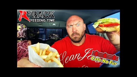 Ryback Feeding Time: Cafe No Fur Chef Irvine’s Bacon Egg Burger with Fries Mukbang