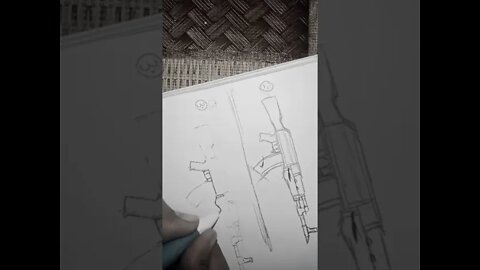 How to draw AKM gun sketch easy steps.