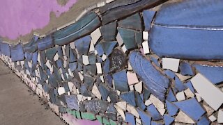 Mosaic mural under Shiawassee St. bridge underway