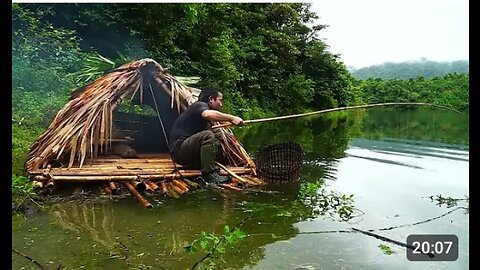 Enjoy Tea From Nature , Fishing And Cooking :Servival Alone #