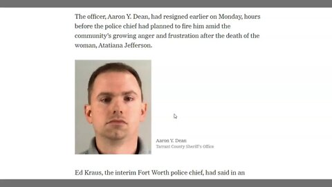 Ft Worth Officer Aaron Dean Resigns - Arrested & Charged With Murder