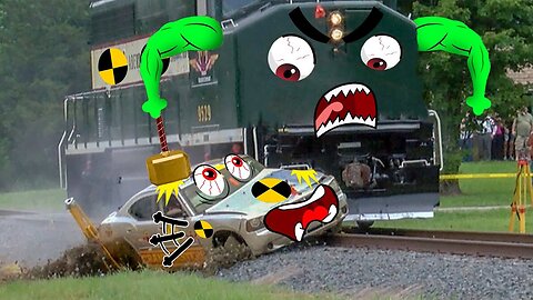 Train Crash | Monster Trains Crush Cars on Railroad - Woa Doodland