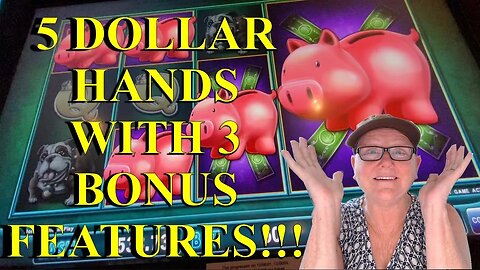 Slot Play - Piggie Bankin' - 5 DOLLAR HANDS WITH BACK TO BACK BONUS FEATURES!