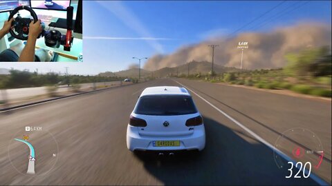 SAND STORM VOLKSWAGEN GOLF R - FORZA HORIZON 5 Steering Wheel + Shifter G29