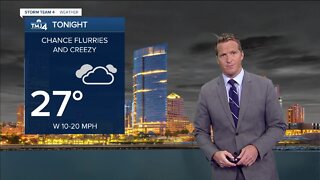 Flurries possible tonight, lows fall into the 20s