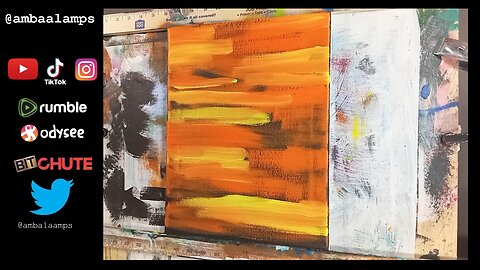 "The Walk" Oil on Canvas 11x14 abstract painting demonstration, orange yellow and blue paint for you