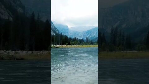 Rain River Lake Mountains Nature Panorama