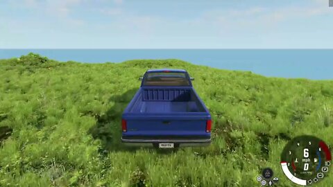 Crashing a Gravil D-Series Pickup Truck, in a ravine, in BeamNG.drive