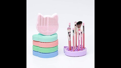 3 in 1 Silicone Makeup Brush Cleaner Mat, Makeup brush drying rack