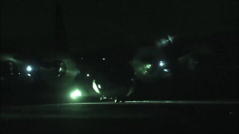 C-130 Hercules Conducts Rough Field Landing at Night