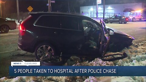 5 injured after car crashes following police chase