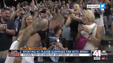 Sporting KC player gifts jersey to fan