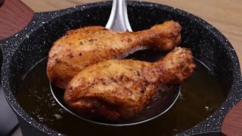 How to fry chicken with water without splashing or burning oil.