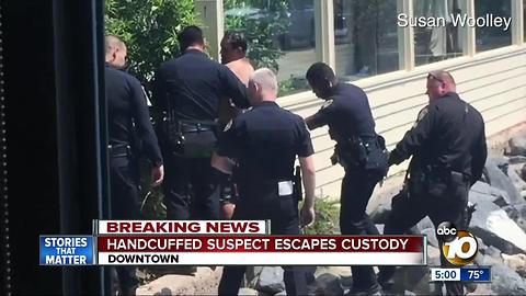 Handcuffed suspect escapes custody downtown