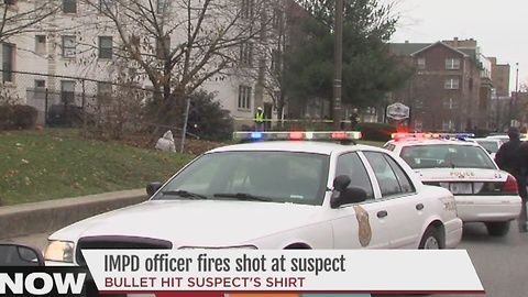 IMPD officer fired his gun Monday while responding to a call for help on Indianapolis' north side