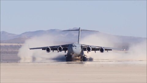 C-17 Globemaster III Conducts Proficiency Landings on Dry Lake Bed