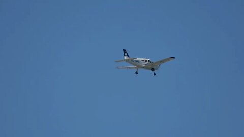 Beech B200 Super King Air flies over Gibraltar International Airport