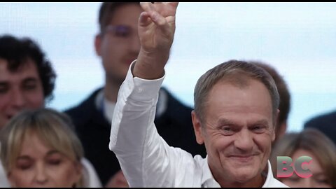 Tusk celebrates potential win over ruling nationalists in Poland election