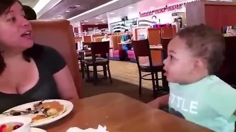 Funny Toddler Won't Let His Mom Speak