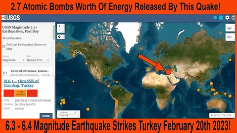 6.3 Magnitude Earthquake Strikes Turkey February 20th 2023!