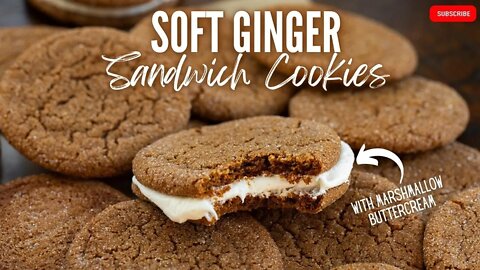 Soft Ginger Sandwich Cookies with Marshmallow Buttercream