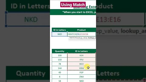 Using Match #excel #تعليم #microsoft #اكسل #microsoftexcel #office #data #datascience