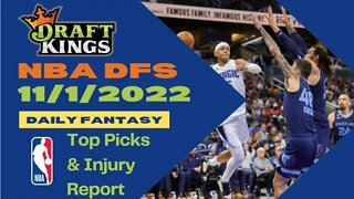 Dreams Top Picks for NBA DFS Today Main Slate 11/1/2022 Daily Fantasy Sports Strategy DraftKings