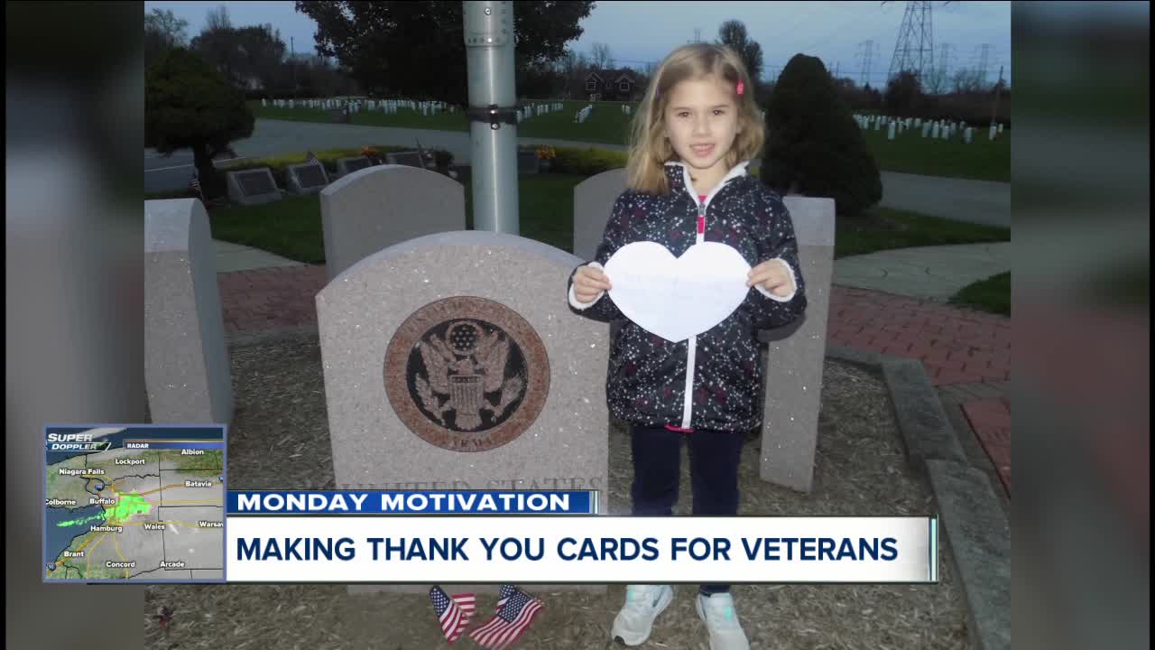 Thank you cards to Veterans, one 6 year-old makes card for grandpas who served